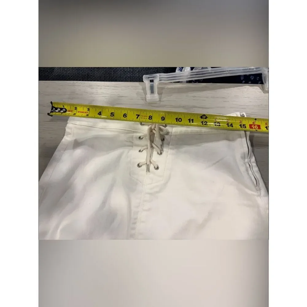 J. Crew Ivory Lace-Up Denim Mini Skirt